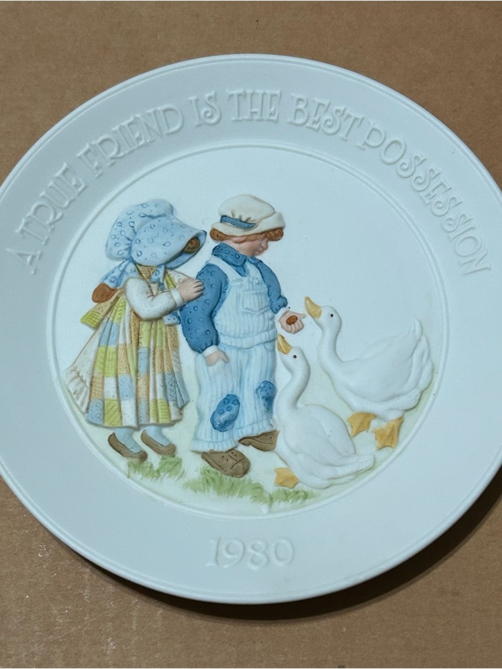 1980 Holly Hobbie  Collector Plate with Children and Geese